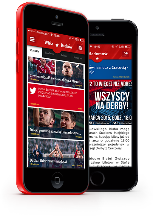 Wisła Kraków news app screen